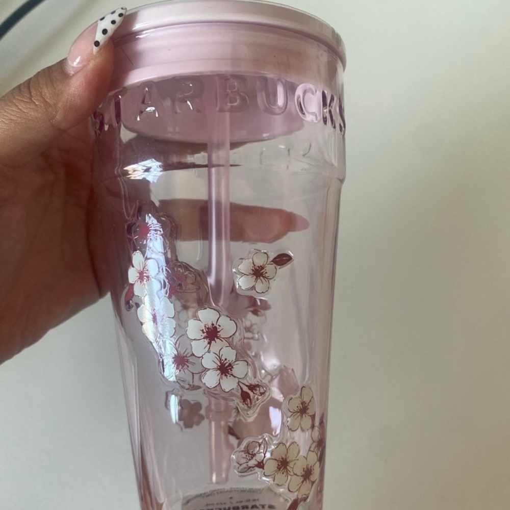 2026 Starbucks Japan Exclusive Sakura Glass Cup with Straw - Picture 3 of 8